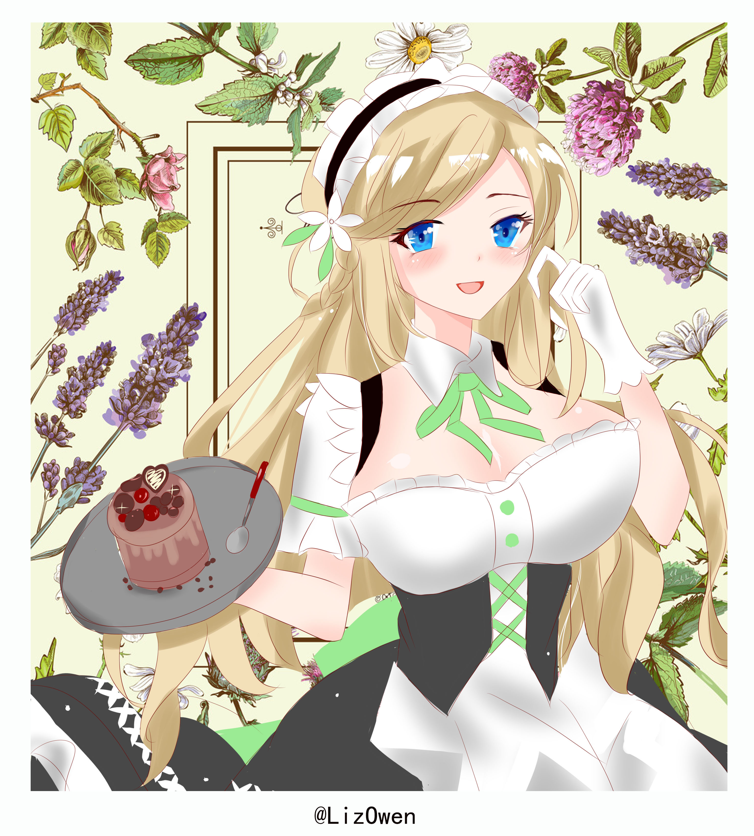 画一个甜品店的小老板娘
